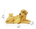 Garden Statue Labrador Figurine Resin Statue with Solar LED Light 14 x 7.5 Inch