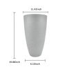 2 Pcs 20" H Tall Planters Plastic Plant Pots with Drainge, 11" W Large Round Tree Pot with Marble Pattern, Light Grey