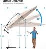 12 FT Outdoor Patio Umbrella Pool Beach Umbrella for Garden Backyard, Champagne