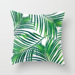 Elfie Retro Green Leaves Cushion Case (Pack of 1)